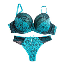 Load image into Gallery viewer, 2026 New Women Sexy Lace Underwear Set Push Up Embroidered Bra And Thong Plus Size 2 Piece Set Color Block Lingerie Suits
