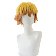 Load image into Gallery viewer, UWOWO Zenitsuu Cosplay Wig 25cm Short Yellow Orange Gradient Demonn Slaying Hair
