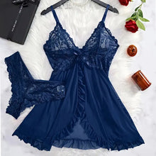 Load image into Gallery viewer, A Set Of Woman Underwear Nightgown Thong Sets Plus Size Suspender Lace Lingerie Sexy Accessories Erotic Bra Nightdress lencería
