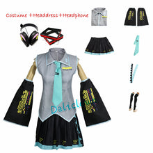 Load image into Gallery viewer, Anime Miku Cosplay Costume Wig Shoes Japan Leather Midi Dress Miku Cosplay Female Halloween Costume Girls JK Uniform Women Men
