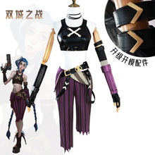 Load image into Gallery viewer, in stock Asian size LOL Jinx Cosplay Costume Anime LOL Arcane Jinx Cosplay outfit  Halloween Suit Costume jinx  wigs shoes
