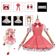 Load image into Gallery viewer, Anime Cardcaptor Sakura Card Captor Cosplay Kinomoto Sakura Cosplay Costume Wig Pink Lolita Dress Halloween Fancy Cos Party Suit
