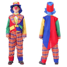 Load image into Gallery viewer, 39BD Child Clown Cosplay Costume Including Coat Shirt Pants Clown Hat Clown Necktie
