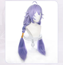 Load image into Gallery viewer, IN STOCK UWOWO Honkai Star Rail Cosplay Wig with Headpiece Bailu Cosplay Wig Long Blue Hair Purple Long Hair Heat Resistant
