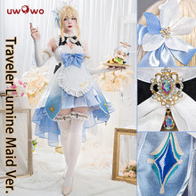 Load image into Gallery viewer, In Stock UWOWO Traveler Lumine Cosplay Maid Costume Game Genshin Impact Cosplay Maid Ver. Lumine Maid Dress Halloween Costumes
