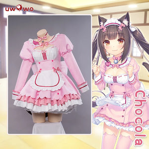 In Stock UWOWO Chocola Cosplay Maid Dress NEKOPARA Vol.4 Costume Chocola/Vanilla Cute Pink Dress Girl Outfits Halloween Costumes