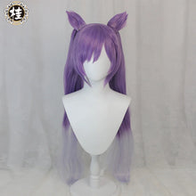 Load image into Gallery viewer, IN STOCK UWOWO Game Genshin Impact Keqing Cosplay Wig Driving Thunder Yuheng of the Liyue Qixing 80cm Purple Gray Gradient Hair
