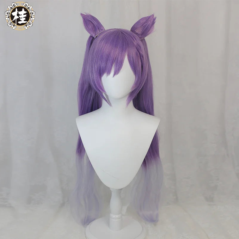 IN STOCK UWOWO Game Genshin Impact Keqing Cosplay Wig Driving Thunder Yuheng of the Liyue Qixing 80cm Purple Gray Gradient Hair