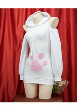 Load image into Gallery viewer, Anime Bunny Girl Cosplay Costumes Women Kawaii White Plush Hooded Bodysuit Cute Rabbit Ears Pajamas Sexy Shoulder Hoodies Dress
