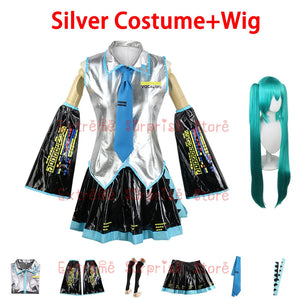 European Size Optimized Version Miku Cosplay Costume Full Set Mikuo Cosplay Dress Uniform  Headwear Props Miku Cosplay Suits