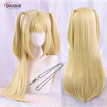 Load image into Gallery viewer, Anime MisaMisa Cosplay Wig Misa Amane Long Blond Double Tails Heat Resistant Hair Hallowen Party Wigs + Wig Cap
