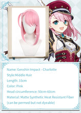Load image into Gallery viewer, IN STOCK UWOWO Game Genshin Impact Charlotte Cosplay Wig Middle Pink Hair
