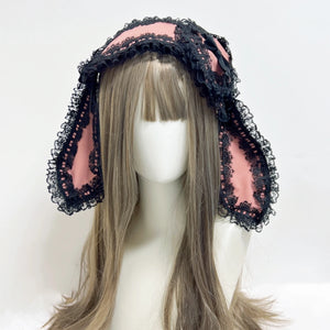 Cute Rabbit Bow Lop Kawaii Lolita Headband Girl Fashion Headdress Black Red Pink Blue Lovely Headwear Cosplay Accessory