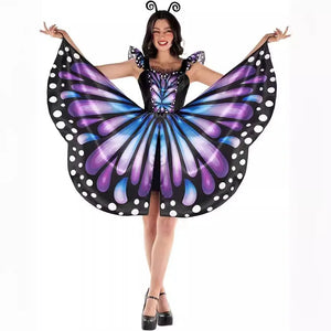 Halloween Cosplay Spinning Butterfly Dress Adult Women's Elegant Sweet Temperament Dresses and Headdress Set Performance Outfit