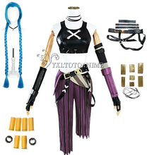 Load image into Gallery viewer, in stock Asian size LOL Jinx Cosplay Costume Anime LOL Arcane Jinx Cosplay outfit  Halloween Suit Costume jinx  wigs shoes
