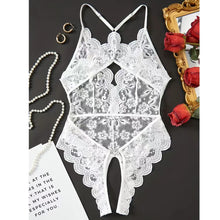 Load image into Gallery viewer, Sexy Lingerie Lace Transparent One Piece Bodysuit For Women Hollow Out Underwear Lace Up Teddy Erotic Lingerie Babydoll Leotards
