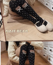 Load image into Gallery viewer, Japanese Little Bear Polka Dot Bow Lolita Socks Women Autumn Winter knee-high Socks Thick Combed Cotton Kawaii Slimming Stocking
