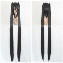 Load image into Gallery viewer, HAIRJOY Synthetic Hair Long Straight Green Cosplay Wig with 2 Clips in ponytails Vocaloid Hatsune Miku Costume Wig

