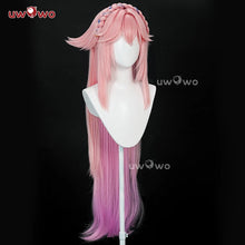 Load image into Gallery viewer, UWOWO Yae Miko Cosplay Wig Genshin Impact Fanart Yae Miko Illustration Hair 100cm Pink Long Hair Halloween Cosplay Wig
