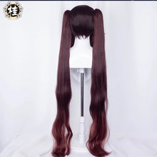 Load image into Gallery viewer, UWOWO Hutao Cosplay Wig Genshin Impact Cosplay Hu Tao Wig Hutao Long Hair Brown Wigs 115cm Claw Clip Ponytail Wig
