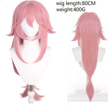 Load image into Gallery viewer, Yae Miko Plush Tail Ear Wig Pink Fox Handmade Cosplay Props Pink Fox Ears Tail Wig
