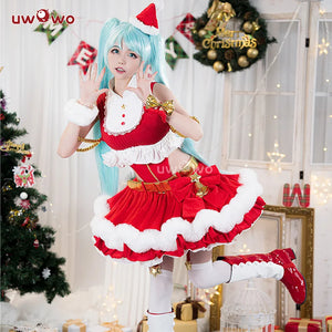 In Stock UWOWO Mikku Cosplay Christmas Outfit 2023 Cosplay Costume Red Dress Cute Role Play