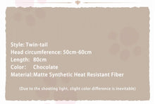 Load image into Gallery viewer, UWOWO Chocola Cosplay Wig 80cm Long Twin-tail Chocola/Chocolate Hair Matte Synthetic Heat Resistant Fiber
