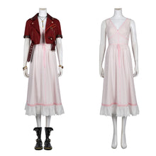 Load image into Gallery viewer, Game FF7 Adult Aerith Gainsborough Costume Cosplay Final Fantasy Remake Halloween Outfit Fancy Women Red Jacket Pink Dress
