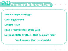 Load image into Gallery viewer, UWOWO V Singerr Mikku Cute Bunny Women Cosplay Wig With Ponytails Light Green Hair 45CM
