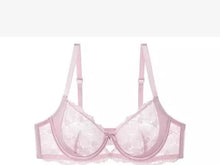 Load image into Gallery viewer, Designer Pure Desire Lingerie French Embroidered Lace Set Minimizing Full Bust Luxury Noir Niche Wedding Gift Unlined Bra Panty
