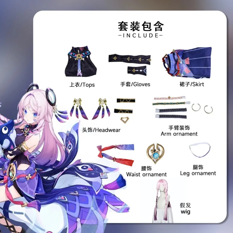 Game Genshin Impact Citlali Cosplay Costume wig Natlan Lovely girl Role Cosplay Full Set Outfit Suit halloween costume for women
