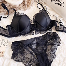 Load image into Gallery viewer, Sweet Little Fresh Deep-V Thin Cup Underwear Lace Women Sexy Bra Set With Large Size BC Size Push Up Lingerie With Underpants

