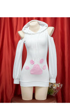 Load image into Gallery viewer, Anime Bunny Girl Cosplay Costumes Women Kawaii White Plush Hooded Bodysuit Cute Rabbit Ears Pajamas Sexy Shoulder Hoodies Dress
