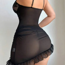 Load image into Gallery viewer, European Lace Bridal Lingerie Set with Underwire - Sheer Mesh One-Piece &amp; Gathered Straps, Sexy Boudoir Nightwear Built-in Slip
