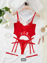Load image into Gallery viewer, lSexy Lingerie Set 2-Pieces Fancy Underwear Sexy Women Uncensored Transparent Bra Garters Briefs Sets Bandage Sex Outfits
