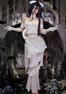 In Stock DAZCOS Anime Overlord Albedo Cosplay Costume Halloween Christmas Costume Cos Women White Dress Overlord Albedo Cosplay