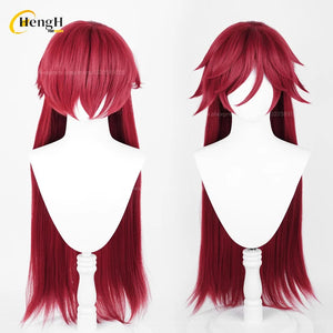 In Stock Anime Grell Sutcliff Synthetic Hair Unisex 90cm Rose Red Wig Heat Resistant Hair Halloween Cosplay Anime Wigs + Wig Cap