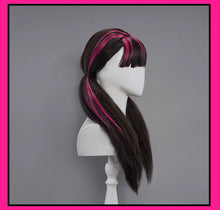 Load image into Gallery viewer, IN STOCK UWOWO Draculauraa Cosplay Wig  Long Hair 60CM Long Black Pink Wig Heat Resistant Halloween Cosplay Outfit Wig
