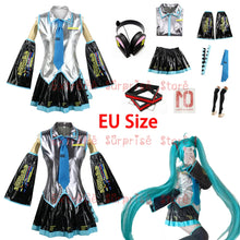 Load image into Gallery viewer, European Size Optimized Version Miku Cosplay Costume Full Set Mikuo Cosplay Dress Uniform  Headwear Props Miku Cosplay Suits

