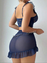 Load image into Gallery viewer, Hot Sexy Crotchless Lingerie Women Lace Hollow Bodysuit Exotic Pajamas Teddy Babydoll Dress Deep V Open Bra Porno Underwear Set
