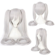 Load image into Gallery viewer, 120CM Long Synthetic Hair Clips 2 Ponytails Lolita Green Pink Heat Resistant Party Wigs Synthetic Hair Hatsune Miku Wig Cosplay
