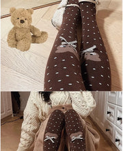 Load image into Gallery viewer, Japanese Little Bear Polka Dot Bow Lolita Socks Women Autumn Winter knee-high Socks Thick Combed Cotton Kawaii Slimming Stocking
