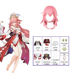 Game Impact Cosplay Yae Miko Cosplay Costumes Yae Miko Cosplay Wig Uniform Anime Chinese Style Halloween Costumes for Women