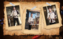 Load image into Gallery viewer, 8 Pcs Men&#39;s Renaissance Costume Halloween Medieval Pirate Shirt Pant Viking Costume Accessories Set
