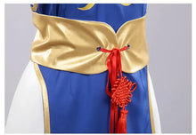 Load image into Gallery viewer, Cosplay Dress Blue Halter Neck High Slit Cheongsam Feminine Halter Neck Street Fighter Game Costume Halloween
