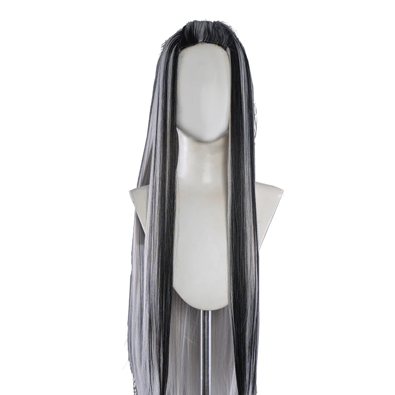UWOWO Frankiee Stein 1 Cosplay Wig Black Silver 90CM Long Hair Heat Resistant Halloween Cosplay Outfit Wig