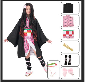 Halloween costume new anime demon killer cosplay Tanjiro Nezuko cosplay children Shinobu costume Japanese anime Halloween costum