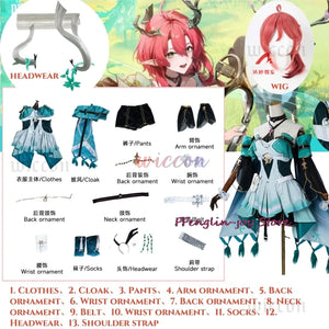 Ciaccona Cosplay Costume Wig Dress 3D Headwear Wuthering Waves Halloween Party for Women Girls Carnival Game Role Play Props