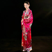 Load image into Gallery viewer, Cosplay Costume Traditional Japanese Kimono Japanese Style Printed Floral Sakura Girl Kimono Dress Elegance Asian
