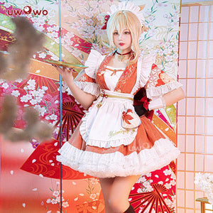 In Stock UWOWO Yoimiya Cosplay Maid Costume S-3XL Genshin Impact Fanart Cosplay Yoimiya Cosplay Yoimiya Maid Dress Halloween Cos